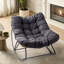 Chaise berçante avec coussin en rotin avec cadre en métal tissé-1054163893-1054163892