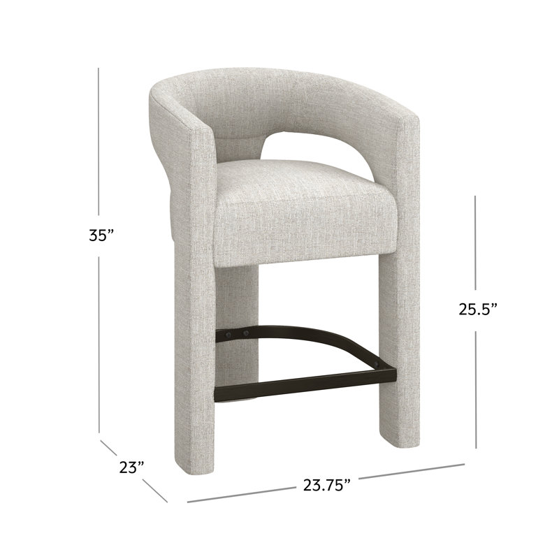 Lyons Upholstered Counter Height Stool, Oatmeal, Ivory Fabric