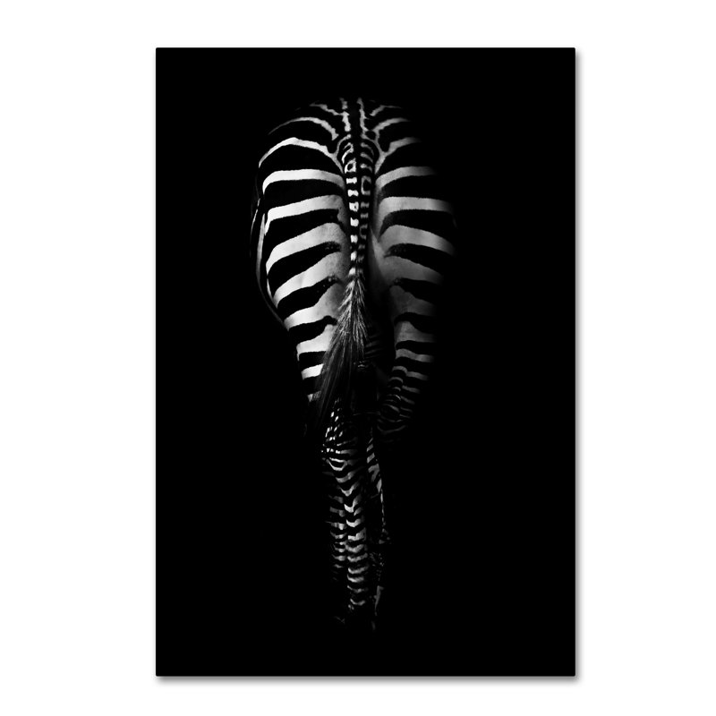 Art mural sur toile tendue - "Zebra arrière" par Antonio Grambone pour décoration de salon, de chambre à coucher ou de bureau - 12 x 19