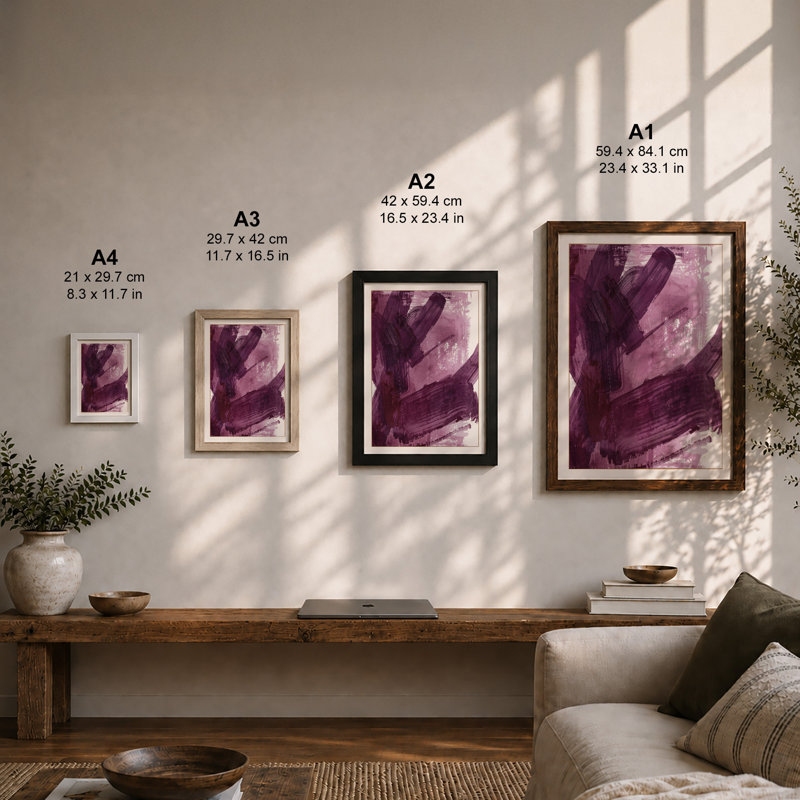Purple Gestures Abstract - Print, Unframed, A3 - 42.0 x 29.7 cm
