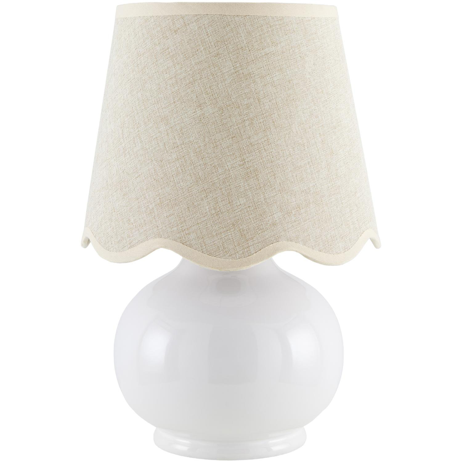 Momsen Ceramic Bedside Lamp, Beige, High Gloss White