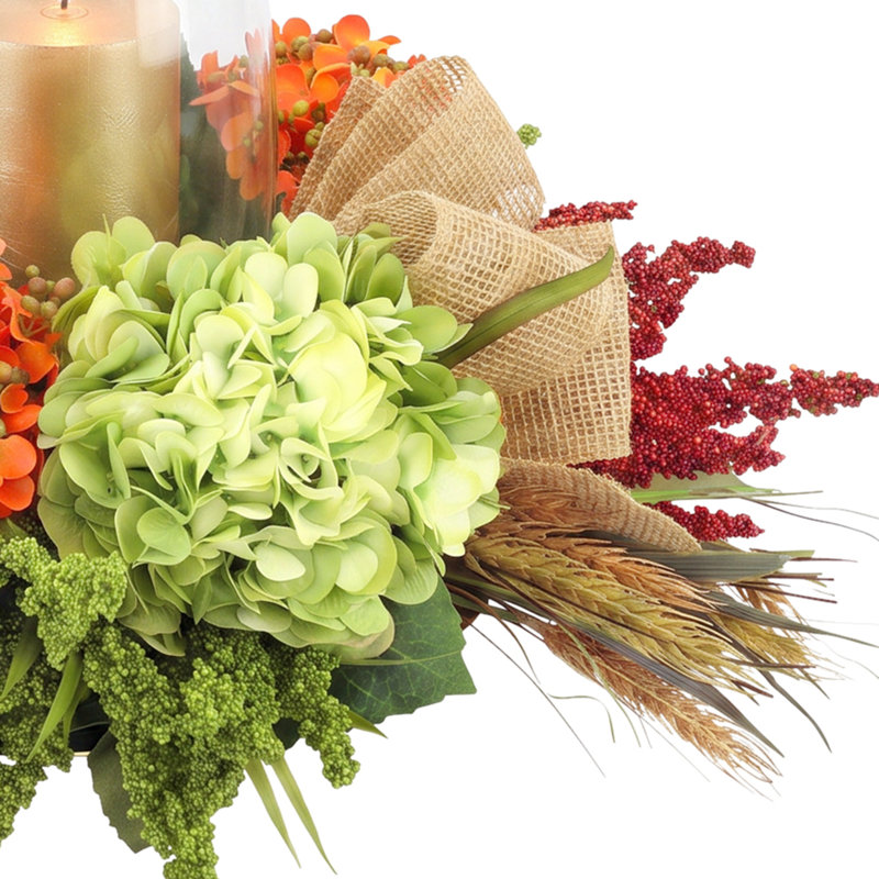 Hydrangea Fall Centerpiece with Candleholder