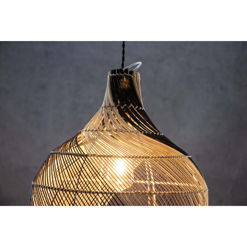 Luminaire suspendu moderne en rotin fait à la main à deux tons avec finition noir mat Tennon