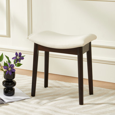 Sowers Solid Wood Accent Stool with Fabric Upholstery