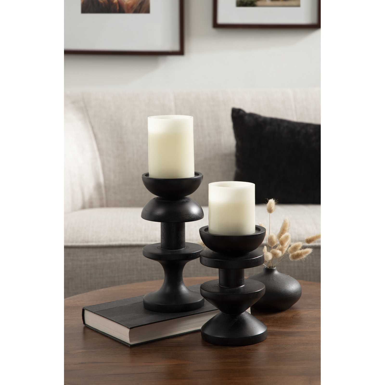 2-Piece Candlestick Set, Black