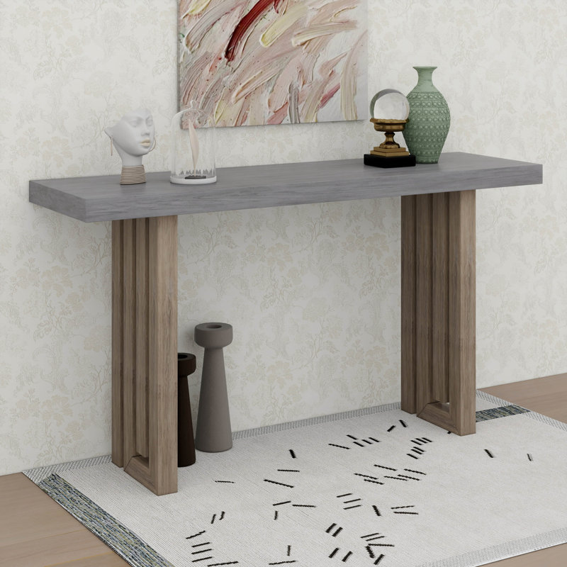Modern Console Table, Geometric Legs, Entryway Hallway Sofa Table, Grey