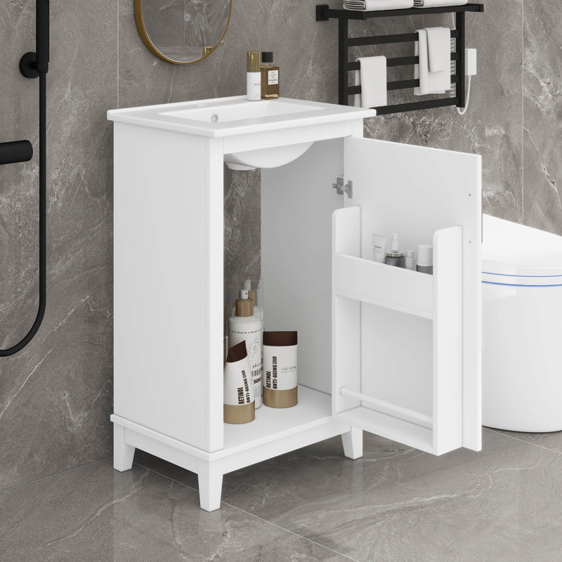 Meuble-lavabo avec lavabo, 1 porte à fermeture douce et beaucoup de rangement Designs, Blanc