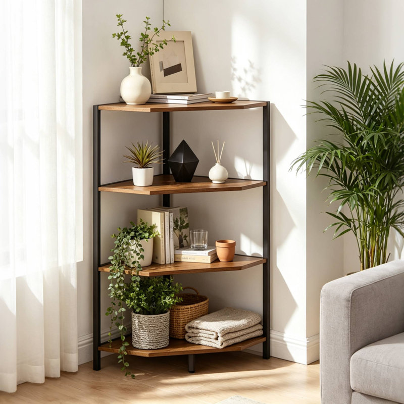 Armoire de coin Kempst, Plateau noir / structure noire
