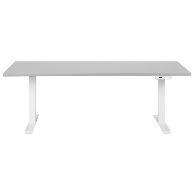 Luff Adjustable Metal Base Standing Desk, White, Grey, 128cm H x 180cm W x 80cm D