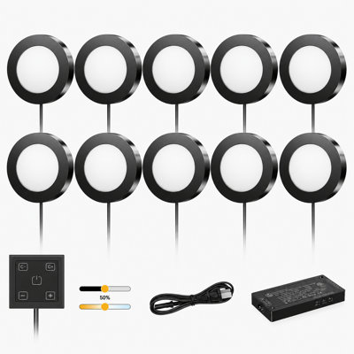 V4Light 10-Pack 6Mm Ultra-Thin Led Puck Lights, Touch Dimmer, 2700K-6500K Adjustable Color Temp For Kitchen & Closet