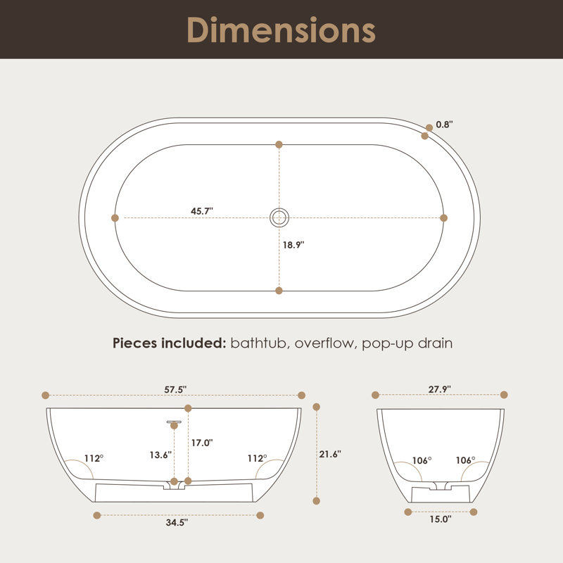 Ryder 59'' Matte White Solid Surface Freestanding Bathtub