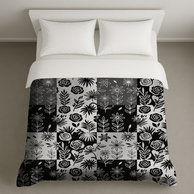 Black White Floral Pattern Duvet Covers