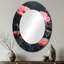 Rose rose gris vent coquelicots jardin I - miroir décoratif ovale floral sur métal-1514697411