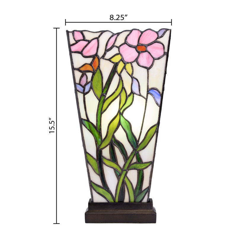 15.5"H Yara Multi Colored Stained Glass Vase-Shaped Table Lamp