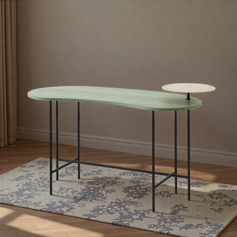 Bureau d'écriture simple et créatif, H 29,52 po x l 55,11 po x P 24,4 po, Vert/doré