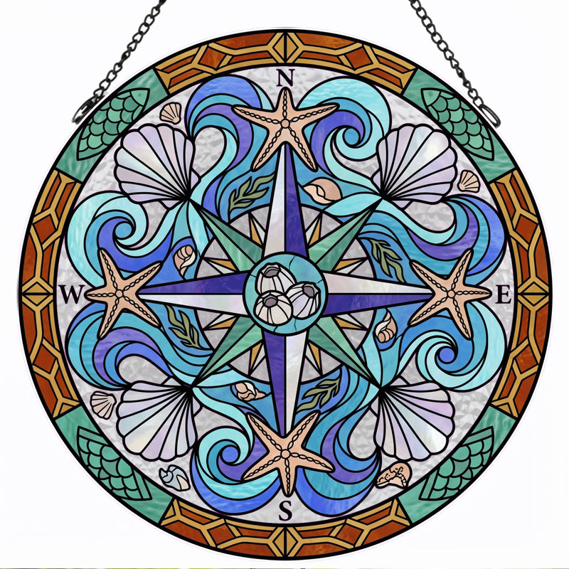 Vitrail Compass Rose, H 7,8 po