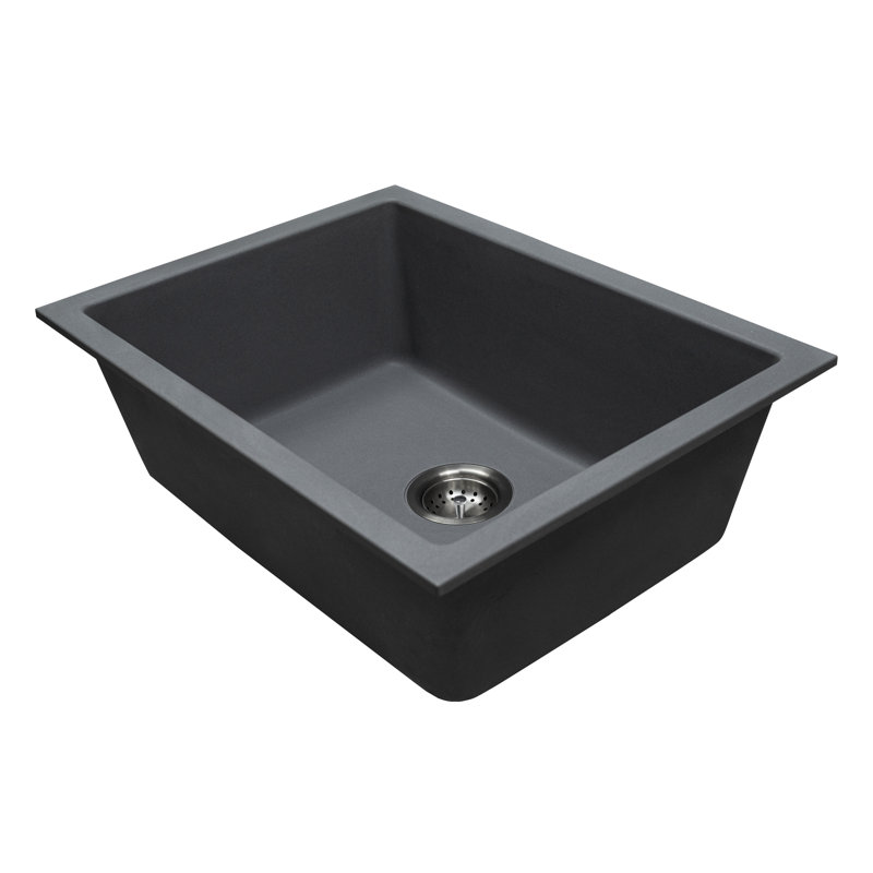24 in. x 18 in. Quartz Undermount Single Bowl Kitchen Sink, Gray