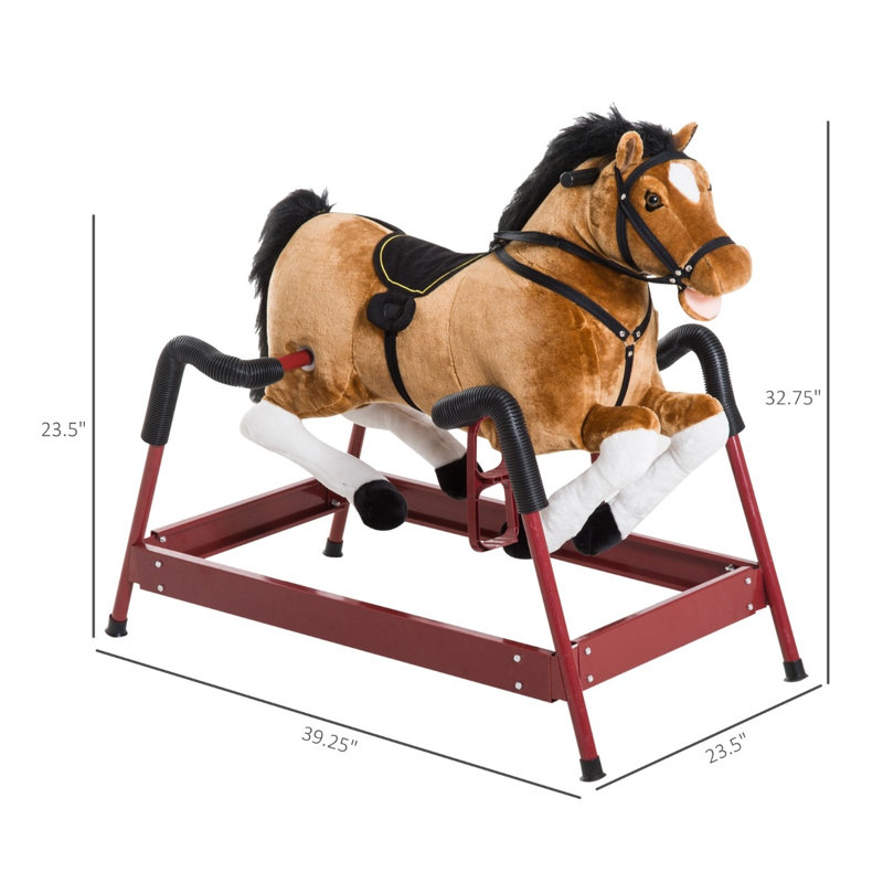 Cheval à bascule en peluche pour enfants avec effets sonores électroniques, peut supporter jusqu'à 176 lb, pour les enfants de 3 ans et plus, brun