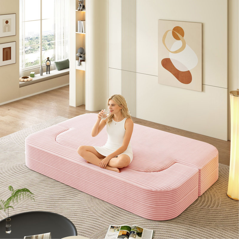 Canapé 78,7 po moderne 2-en-1 pliable avec couverture fonctionnelle et 2 coussins moelleux, canapé en velours côtelé moelleux confortable, canapé-lit convertible, canapé à siège profond pour le salon, la chambre à coucher