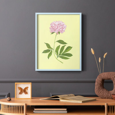Pivoines en jaune I, reproduction encadrée - bois massif