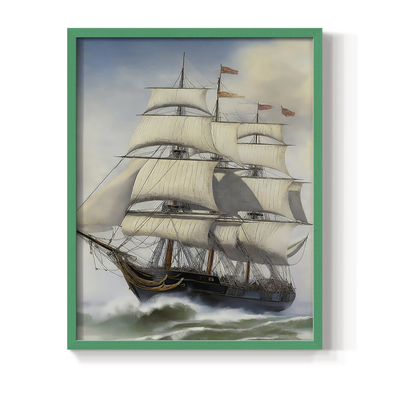 NAUTICAL Series LXIX, reproduction encadrée - bois massif, Vert, H 11 po x l 9 po