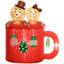 Couple de pain d'épices gonflable de Noël 6 'dans une tasse avec lumières DEL