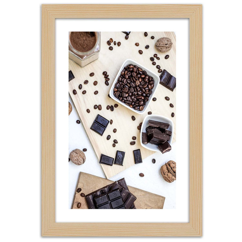 Coffee - Single Picture Frame Print, Light Brown, 45cm H x 30cm W