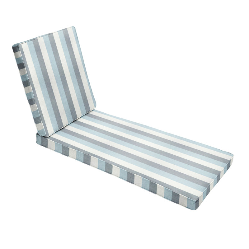 Outdoor 3'' Chaise Lounge Seat / Back Cushion, 78" W x 21" D, Direction Dew Stripe Sunbrella®