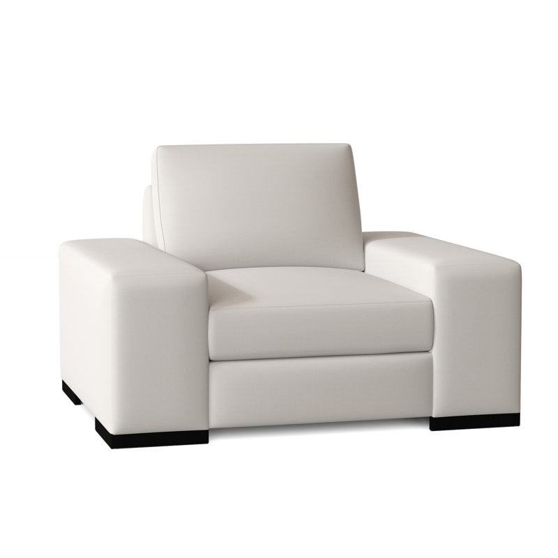 Fauteuil club Harrison, Blanc Cape, Noir, Plumes / duvet