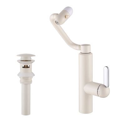 1.57 GPM Mechanical Arm Bathroom Faucet with Pop-Up Drain,360° Swivel Spout Sink Faucet