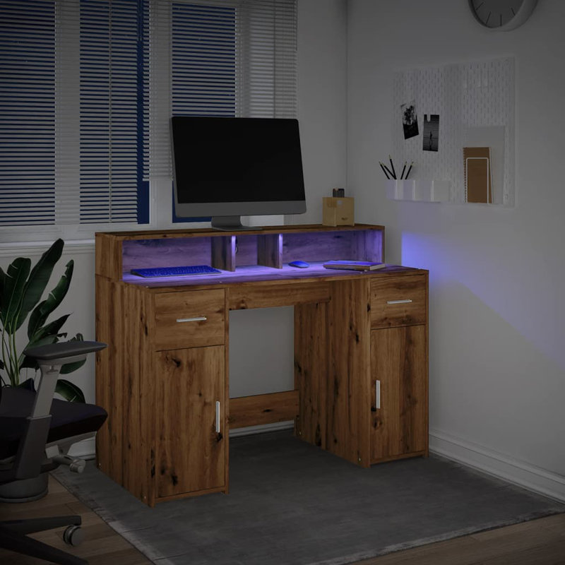 Computer Desk, Artisan/oak, 91cm H x 120cm W x 55cm D