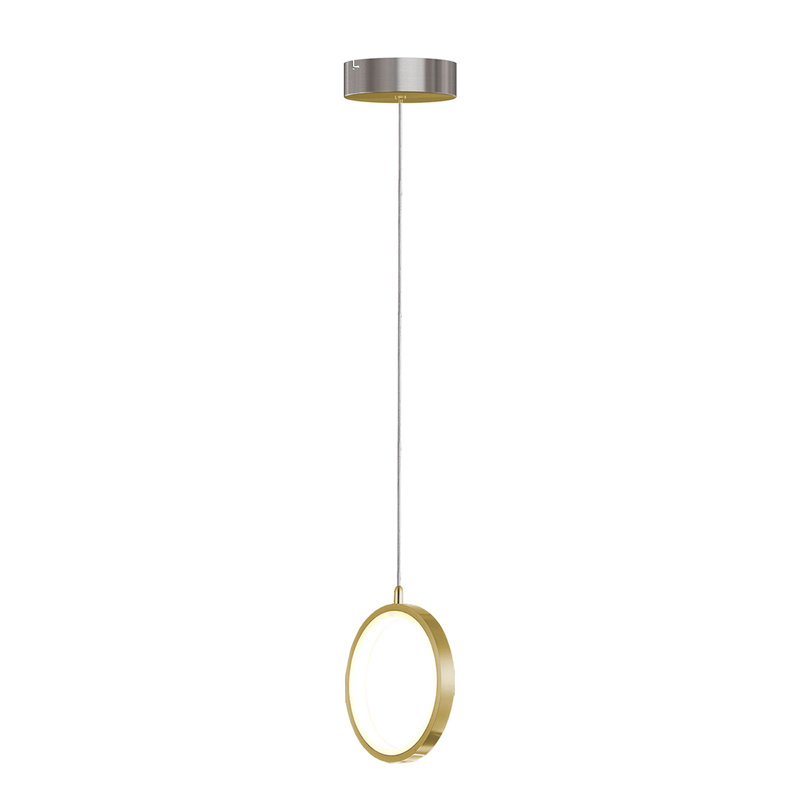 Luminaire suspendu géométrique à 1 lumière Lauri, Laiton brossé, H 7,5 po x l 7,5 po x P 0,8 po