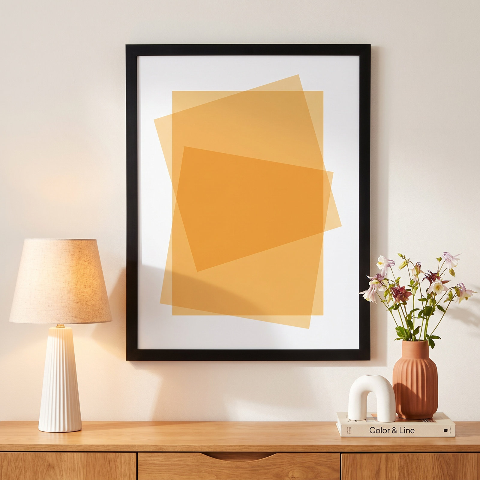 Kami "Yellow" Print by Jacques Pilon, Black Framed Paper, 38" H x 30" W