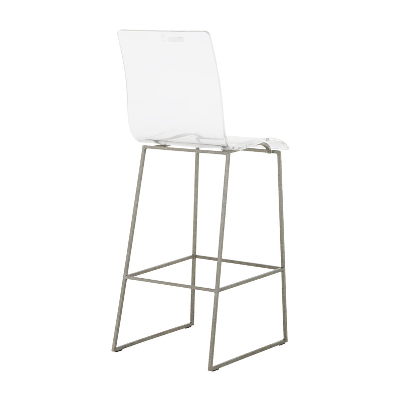 Gabby King 30" Antique Silver Acrylic and Metal Bar Stool