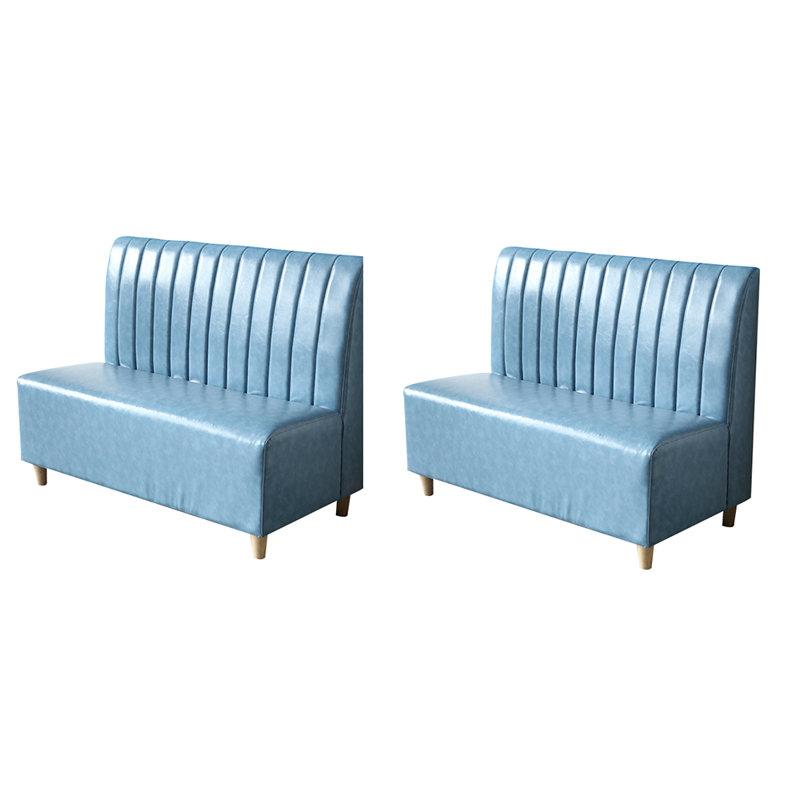 Banc rembourré simple en similicuir, Bleu