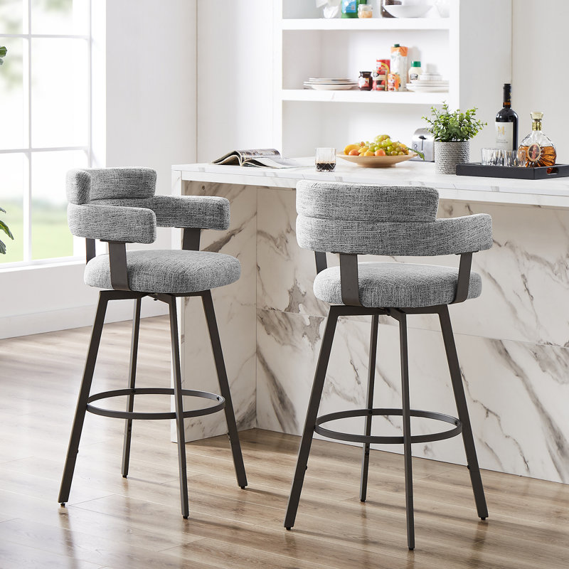 Tabouret de bar et de comptoir Kassy , Tabouret de bar (siège d'une hauteur de 30 po), Gris
