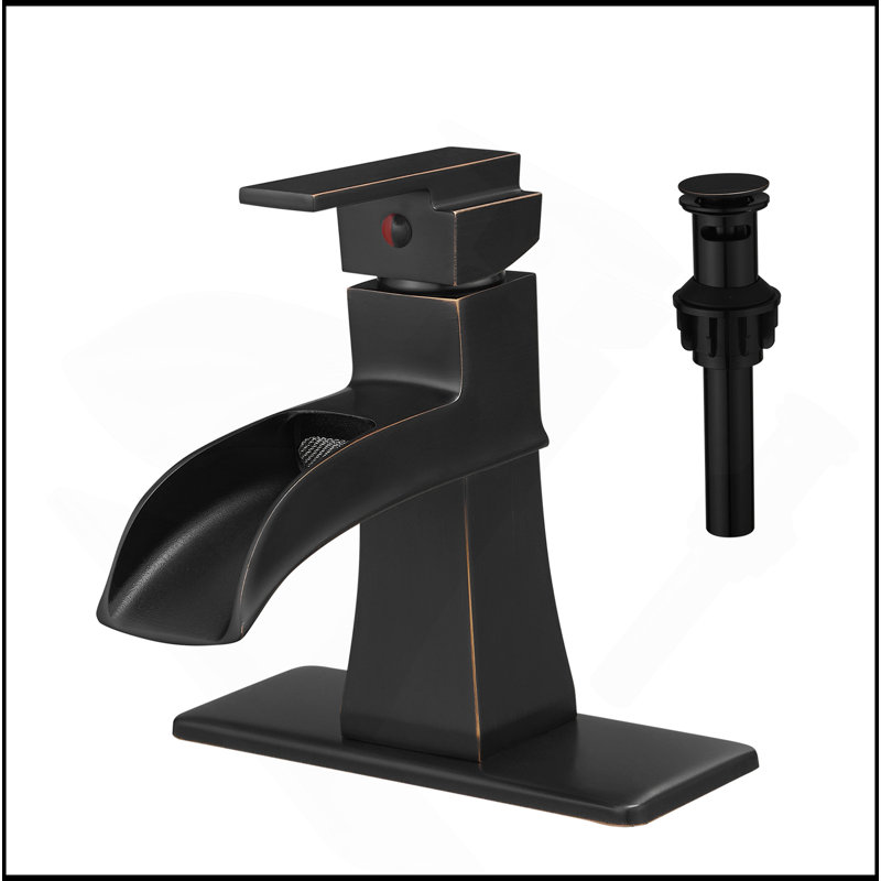 Sink Faucet With Deck Plate Waterfall ORB With Pop Up Drain And Supply Lines Bathroom Faucets For Sink 1 Hole One Handle Faucets Vanity Bath Mixer Tap