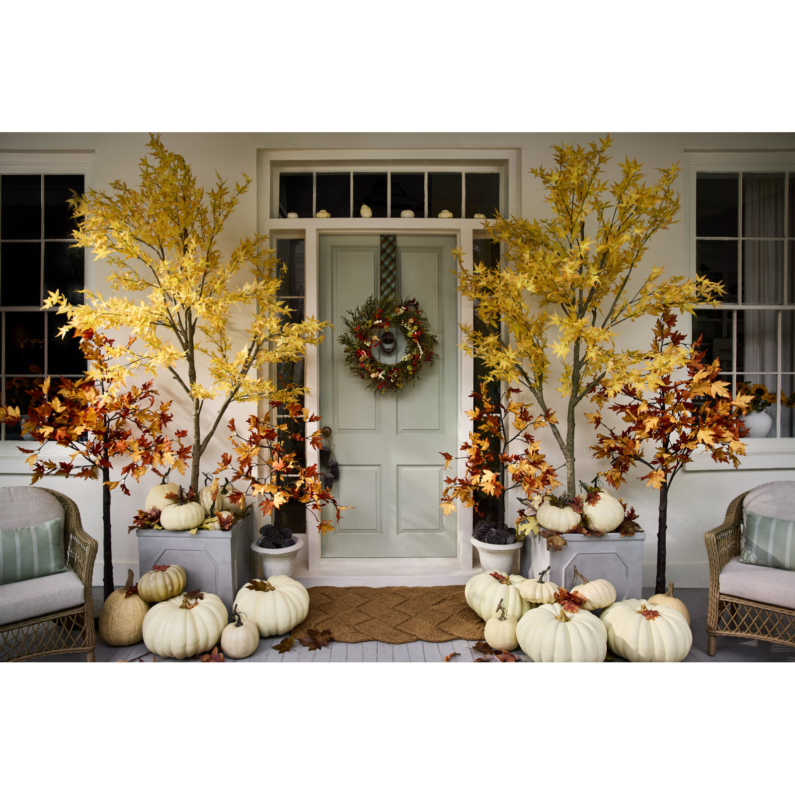 Autumn Maple Artificial Fall Tree, 96" H x 46" W x 46" D