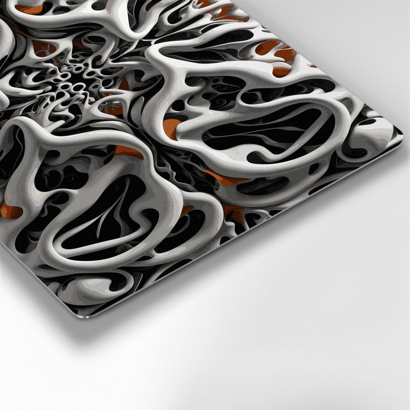 Art mural noir en métal Biomorphic Abstraction 83, H 20 po x l 24 po