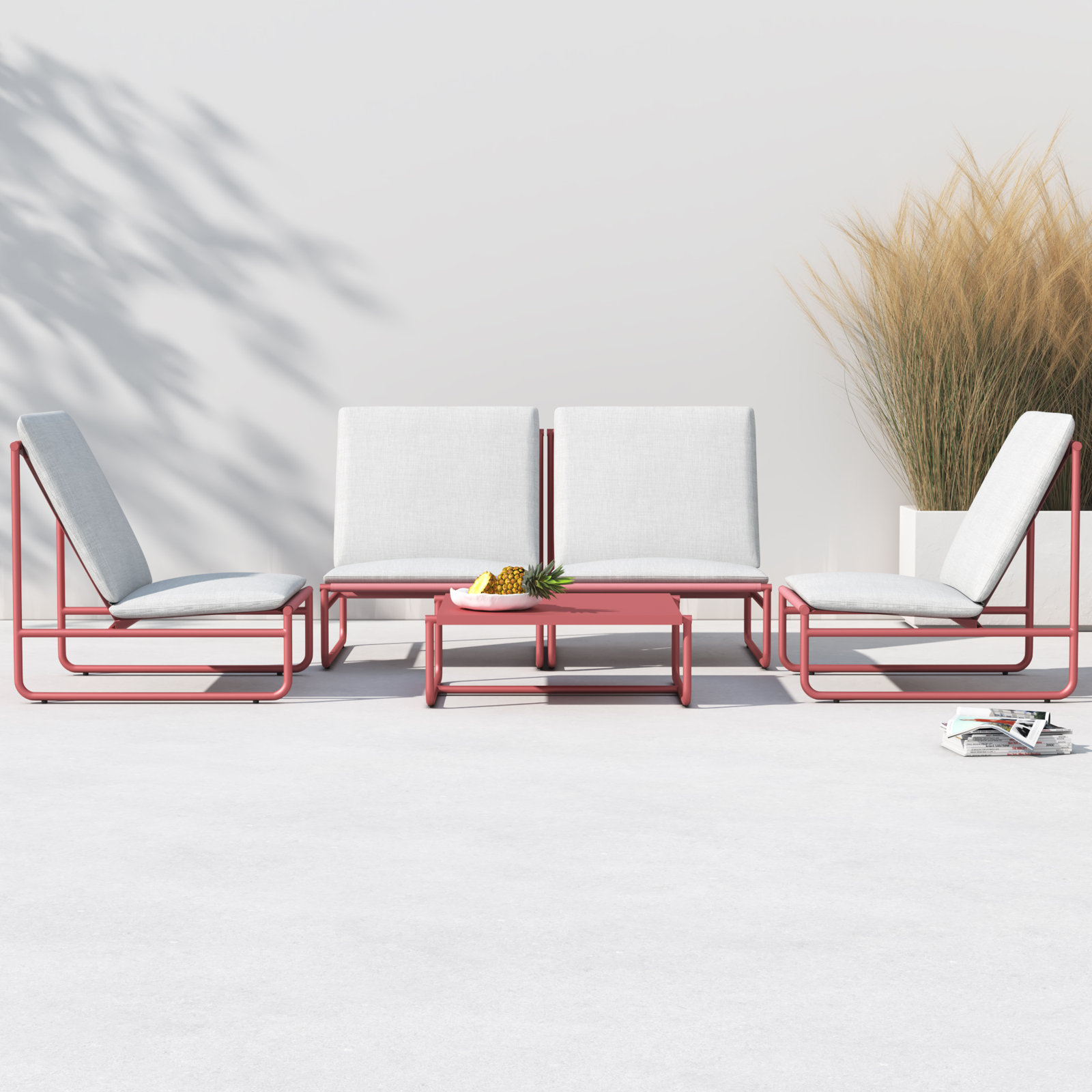 Sean 5 Piece Sofa Set, Red