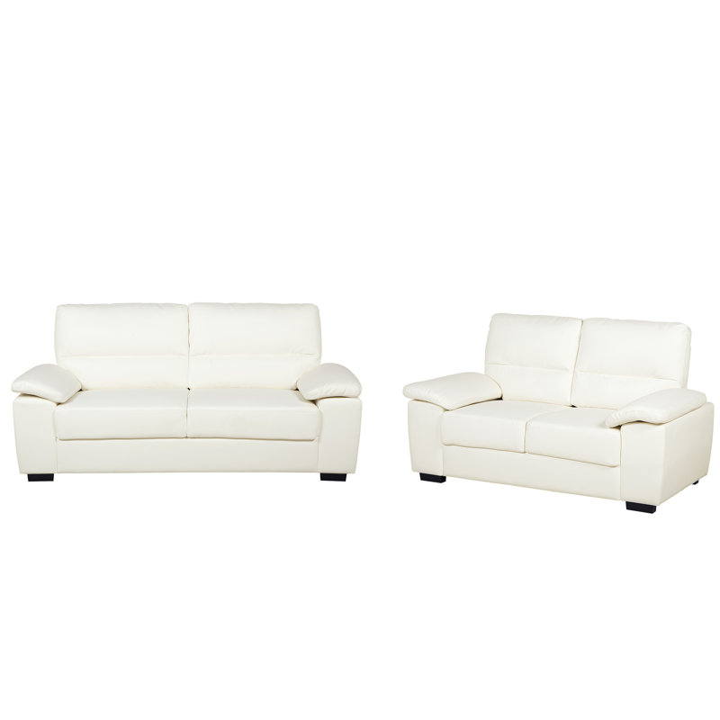 Clyburn 2 - Piece Faux Leather Living Room Set, Cream