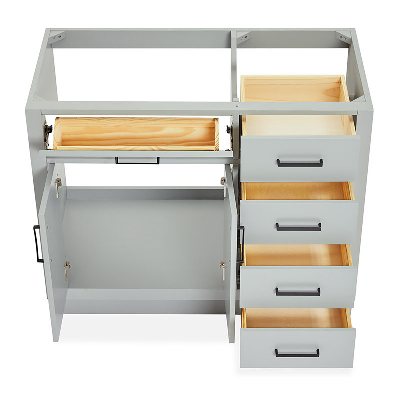 Base de meuble-lavabo simple en bois massif 42 po Osoria, Gris
