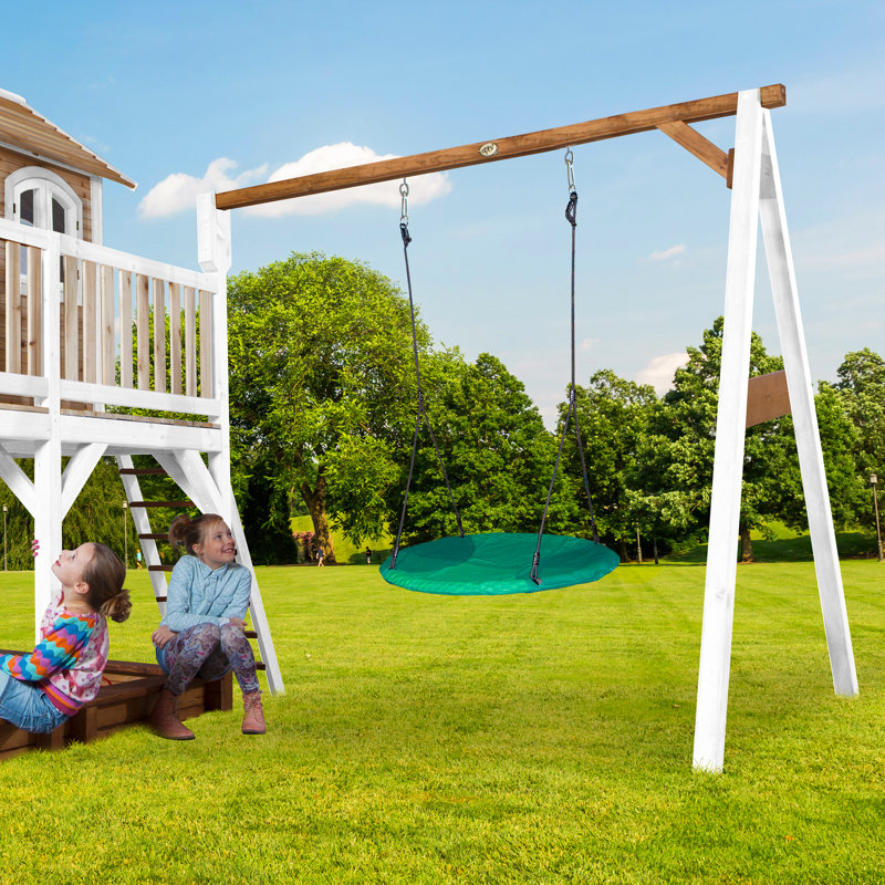 Liam AXI Hemlock Swing Set with 1 Swing(s) , 1 Slide(s), Brown/White, Lime Green