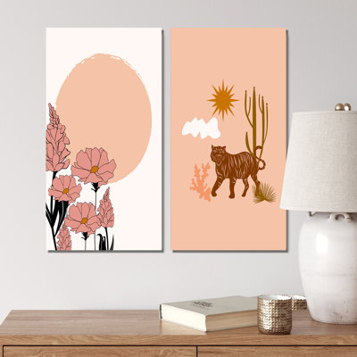 «Boho Wild Animal Minimalistic Art Earth Tones II», ensemble de 2 reproductions