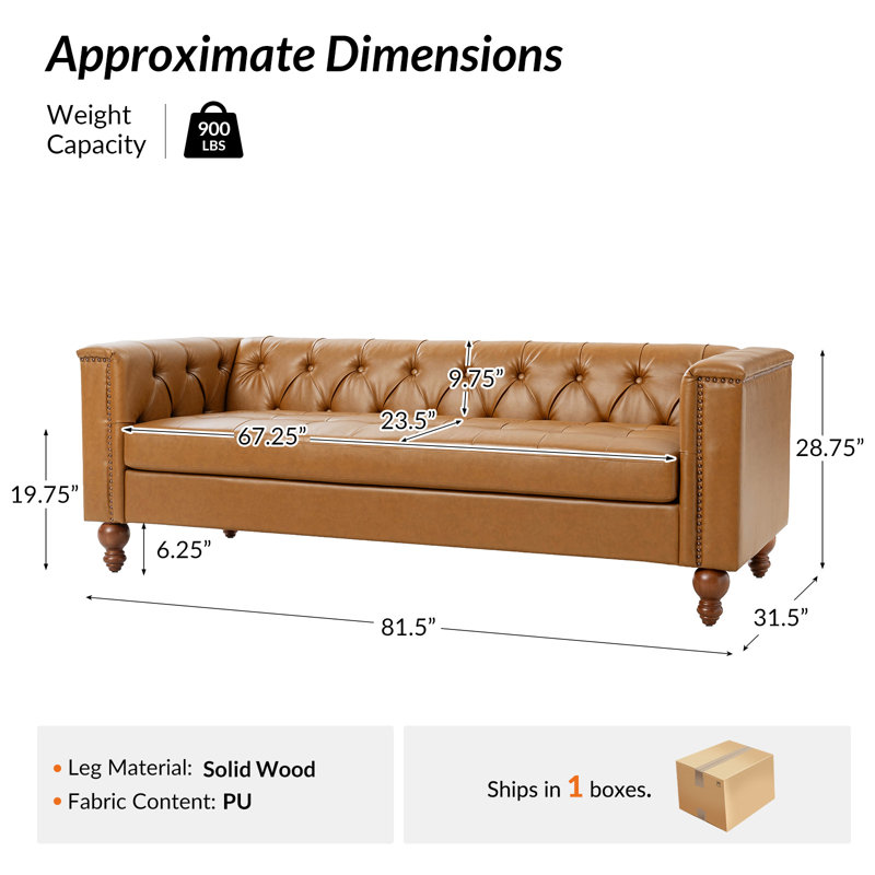Canapé Chesterfield Anselmo, Chameau
