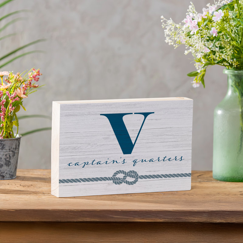 Coastal Wooden Plock Monogram Captain 12x8" V