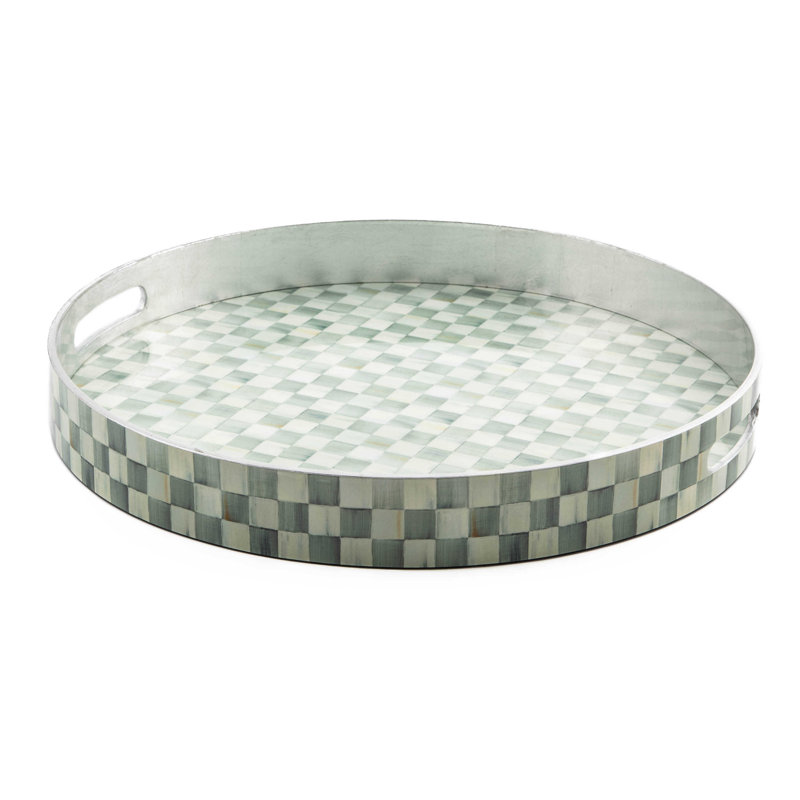 Sterling Check® Lacquer Round Tray
