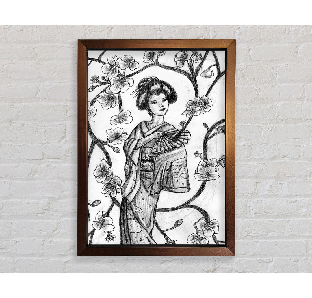 Gerahmtes Leinwandbild Japanese Geisha Art