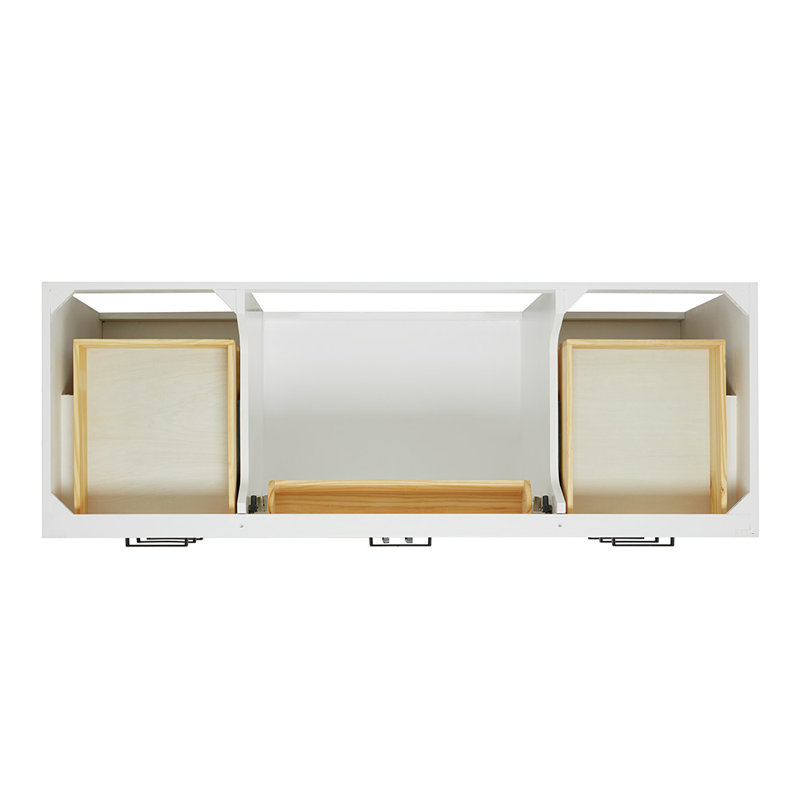 Tidworth Solid Wood Single Bathroom Vanity with 1.5'' White Quartz Top, White, Rectangular