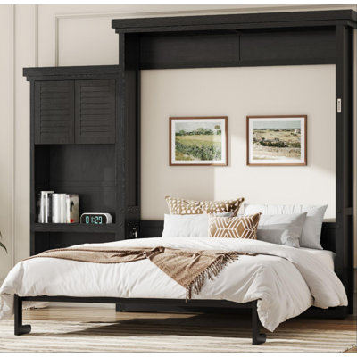 Queen Size Murphy Bed with Multiple Storage Shelves
